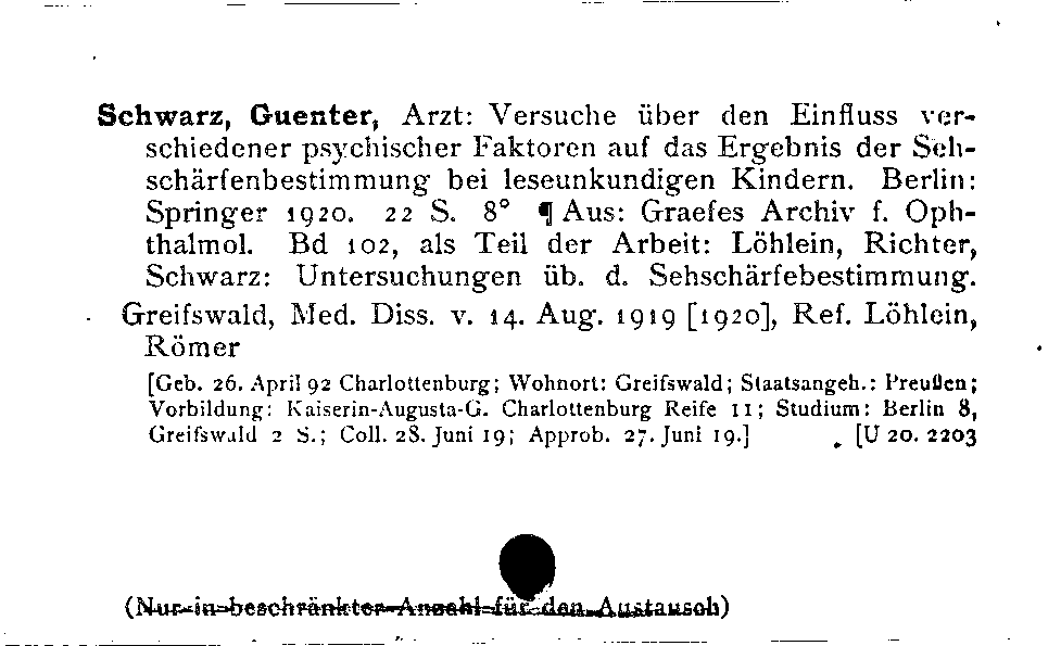 [Katalogkarte Dissertationenkatalog bis 1980]