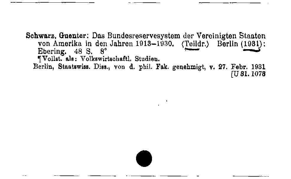 [Katalogkarte Dissertationenkatalog bis 1980]