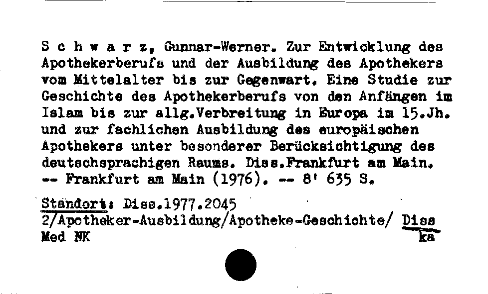 [Katalogkarte Dissertationenkatalog bis 1980]