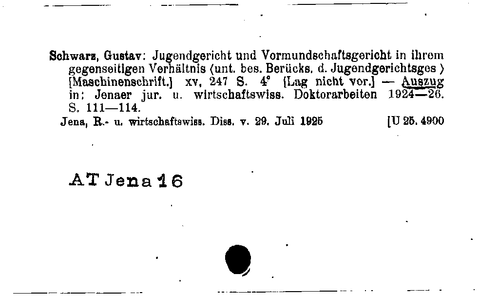 [Katalogkarte Dissertationenkatalog bis 1980]