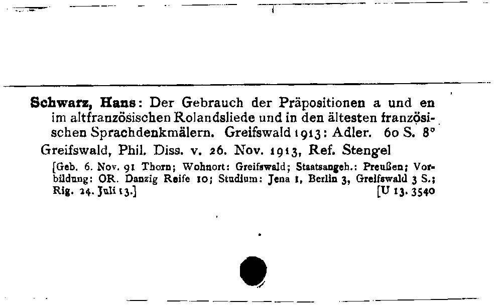 [Katalogkarte Dissertationenkatalog bis 1980]