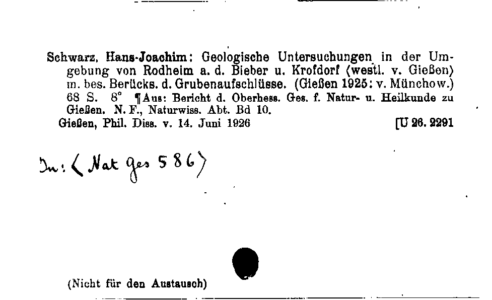 [Katalogkarte Dissertationenkatalog bis 1980]