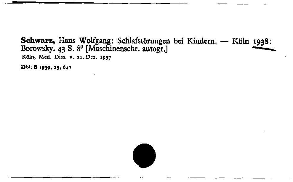 [Katalogkarte Dissertationenkatalog bis 1980]