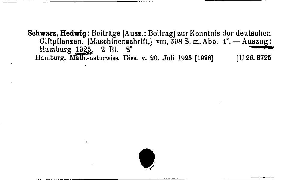 [Katalogkarte Dissertationenkatalog bis 1980]