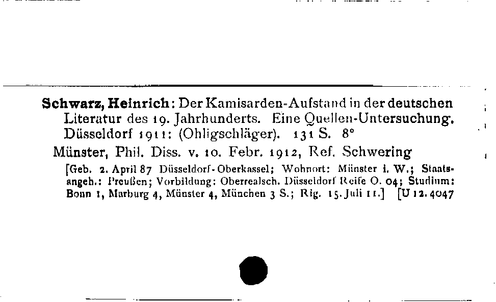 [Katalogkarte Dissertationenkatalog bis 1980]