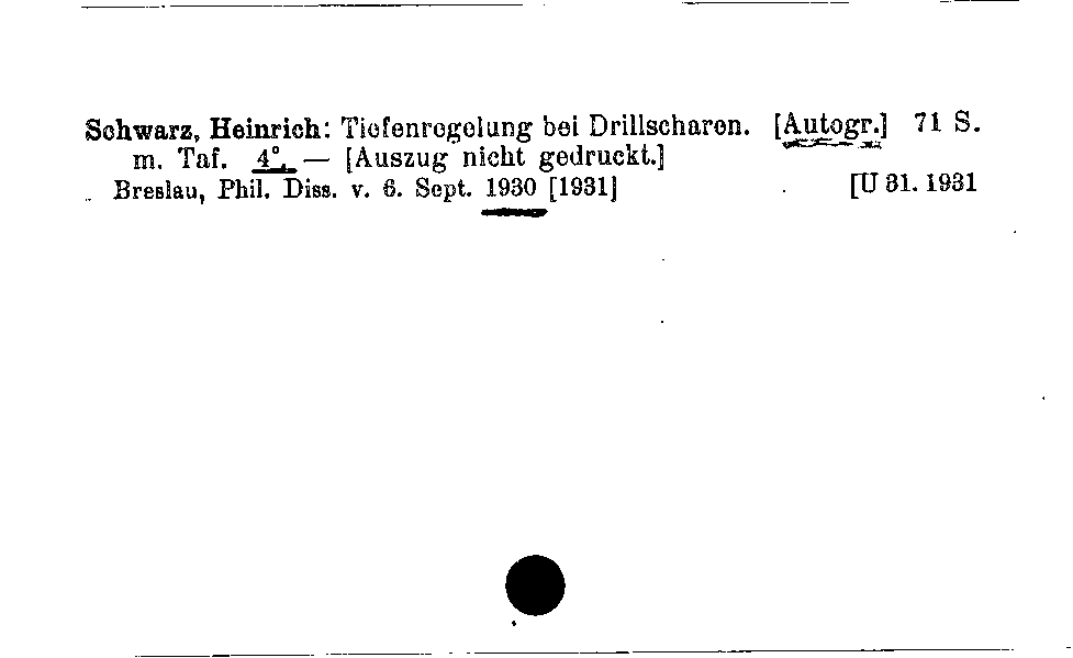 [Katalogkarte Dissertationenkatalog bis 1980]