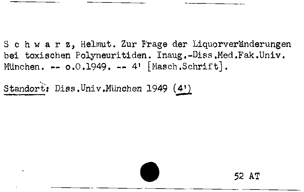 [Katalogkarte Dissertationenkatalog bis 1980]