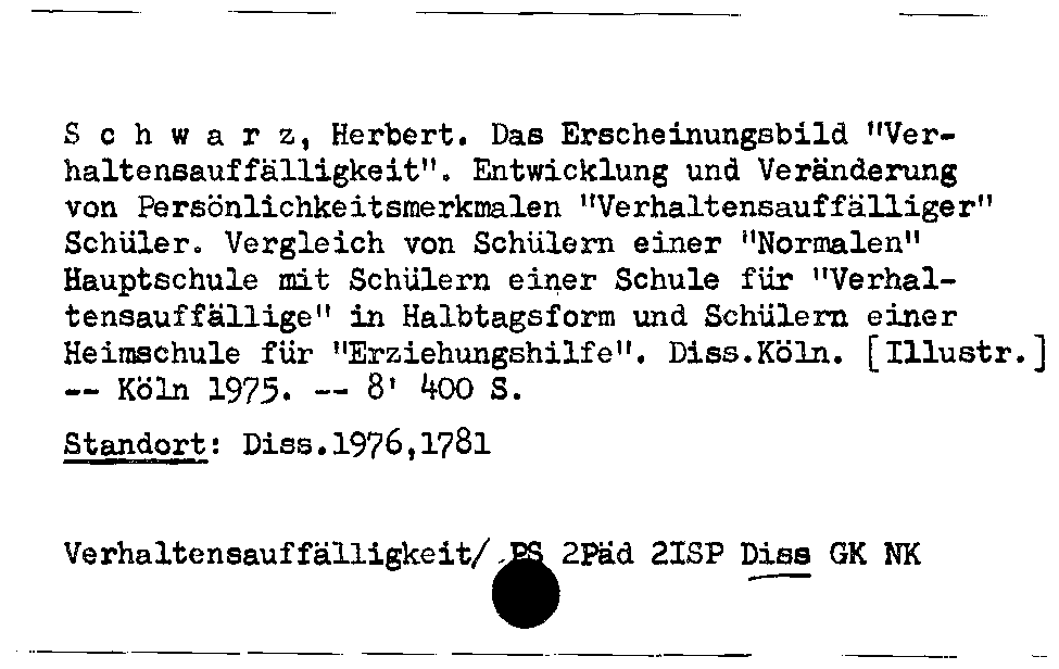 [Katalogkarte Dissertationenkatalog bis 1980]