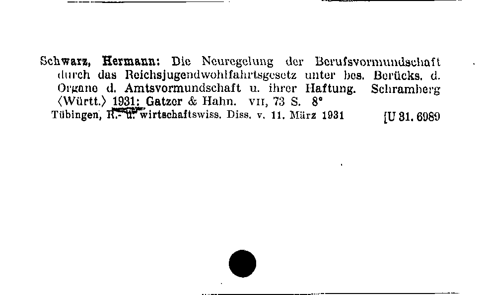 [Katalogkarte Dissertationenkatalog bis 1980]