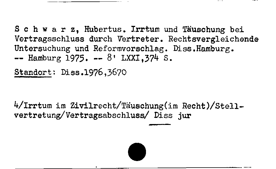 [Katalogkarte Dissertationenkatalog bis 1980]