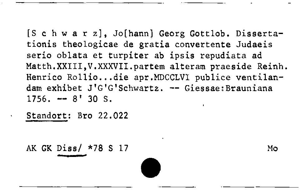 [Katalogkarte Dissertationenkatalog bis 1980]