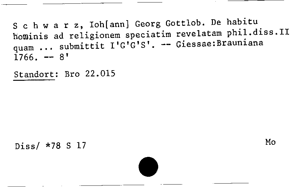 [Katalogkarte Dissertationenkatalog bis 1980]