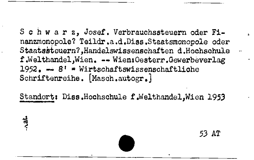 [Katalogkarte Dissertationenkatalog bis 1980]