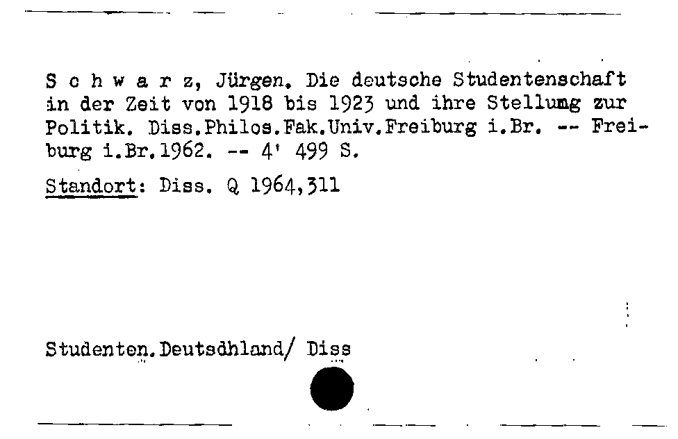 [Katalogkarte Dissertationenkatalog bis 1980]