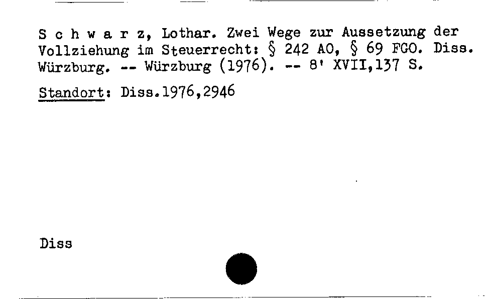 [Katalogkarte Dissertationenkatalog bis 1980]