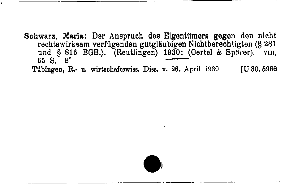 [Katalogkarte Dissertationenkatalog bis 1980]