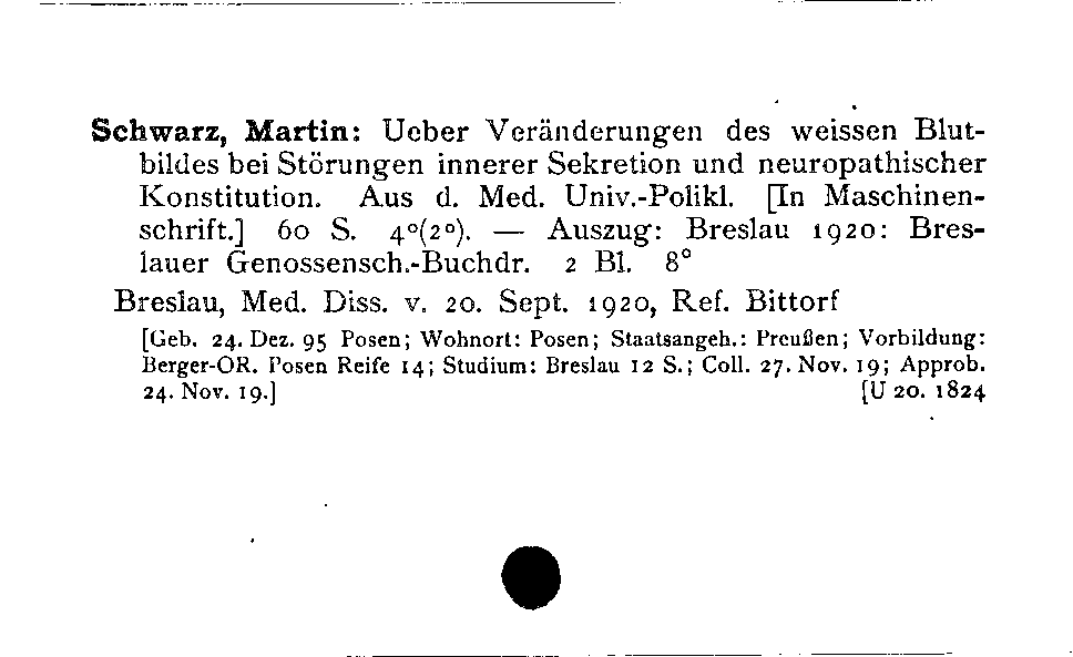 [Katalogkarte Dissertationenkatalog bis 1980]