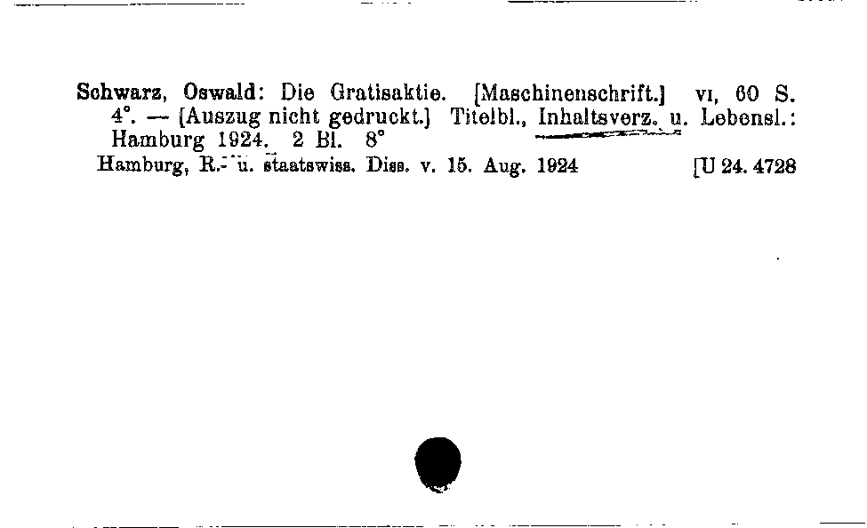 [Katalogkarte Dissertationenkatalog bis 1980]