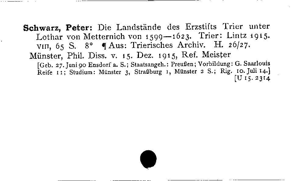 [Katalogkarte Dissertationenkatalog bis 1980]