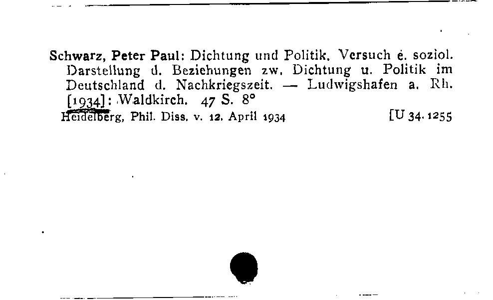 [Katalogkarte Dissertationenkatalog bis 1980]