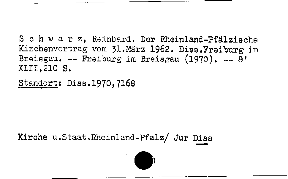 [Katalogkarte Dissertationenkatalog bis 1980]