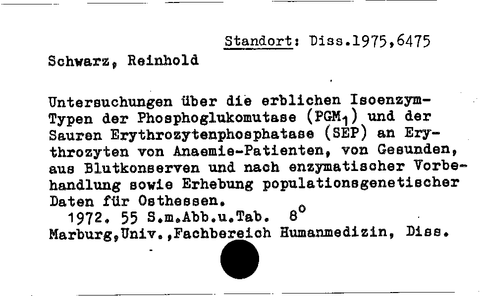 [Katalogkarte Dissertationenkatalog bis 1980]