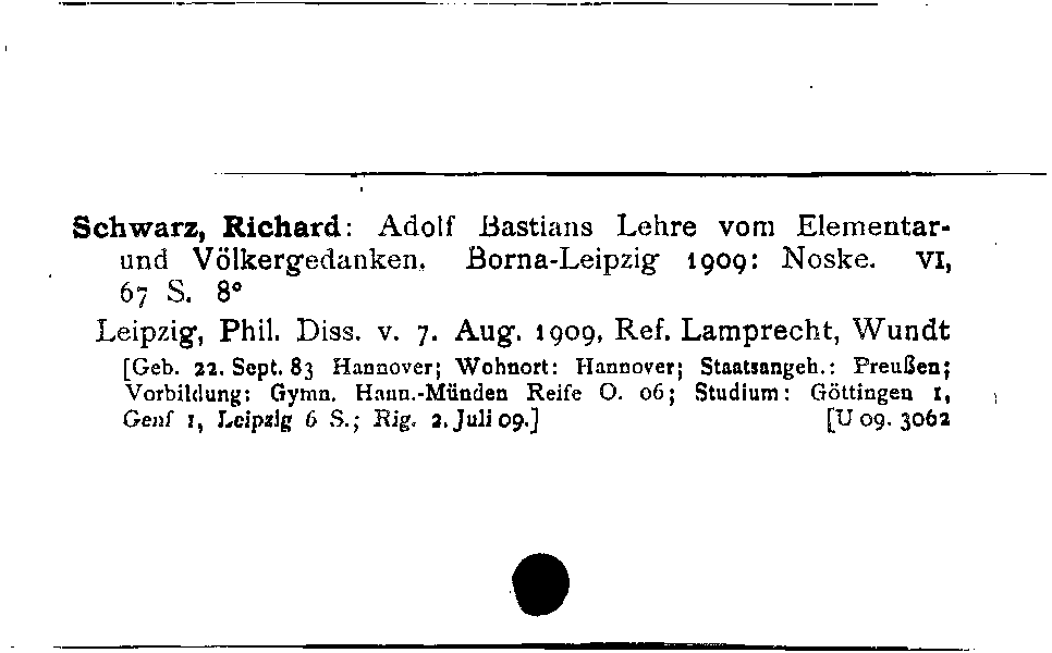 [Katalogkarte Dissertationenkatalog bis 1980]