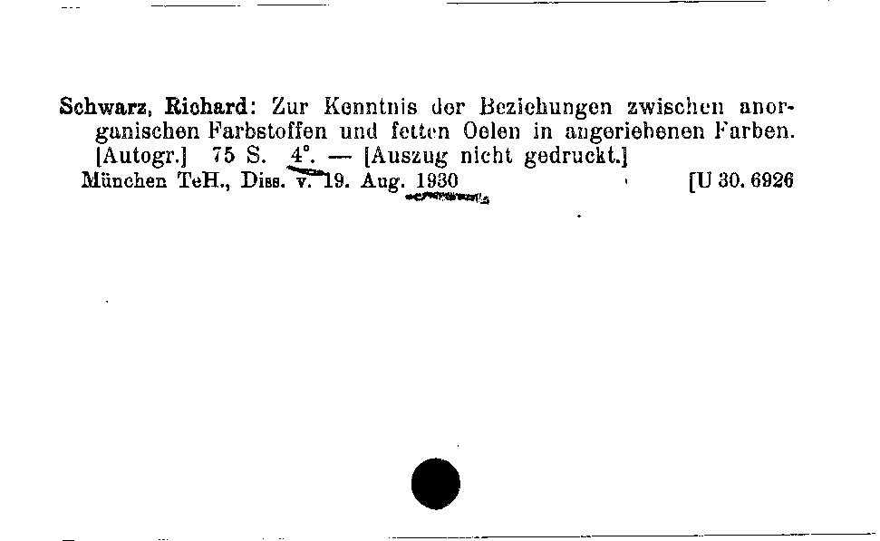 [Katalogkarte Dissertationenkatalog bis 1980]