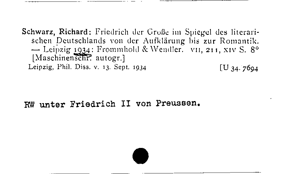 [Katalogkarte Dissertationenkatalog bis 1980]