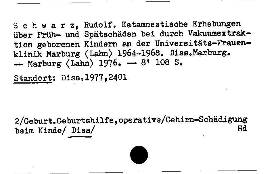 [Katalogkarte Dissertationenkatalog bis 1980]