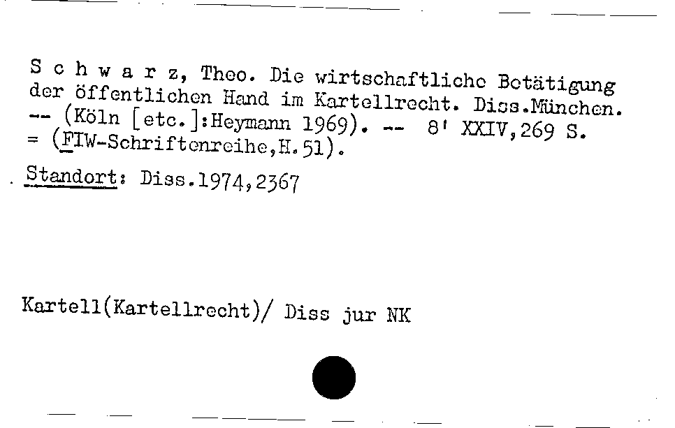 [Katalogkarte Dissertationenkatalog bis 1980]