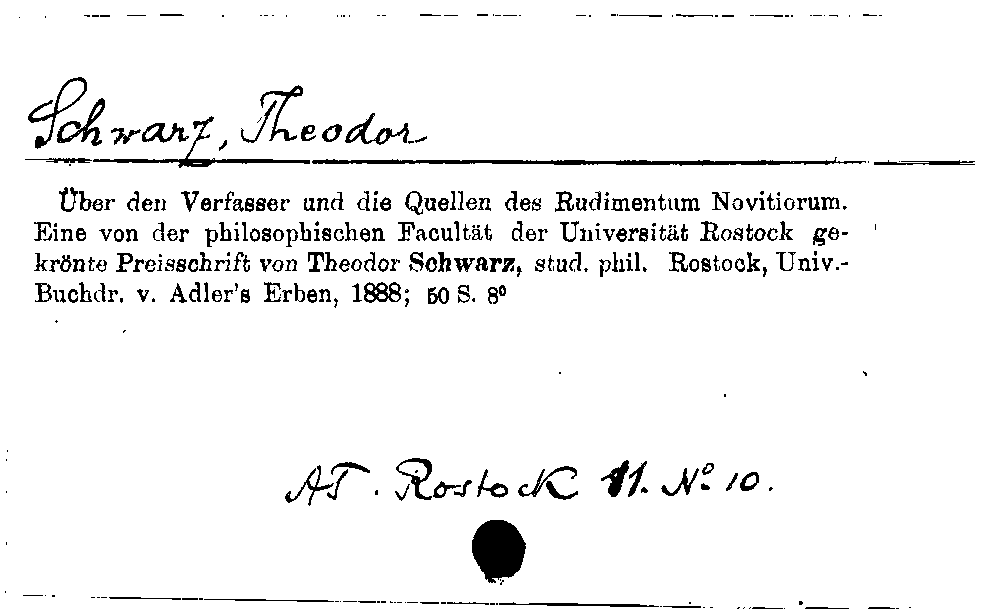 [Katalogkarte Dissertationenkatalog bis 1980]