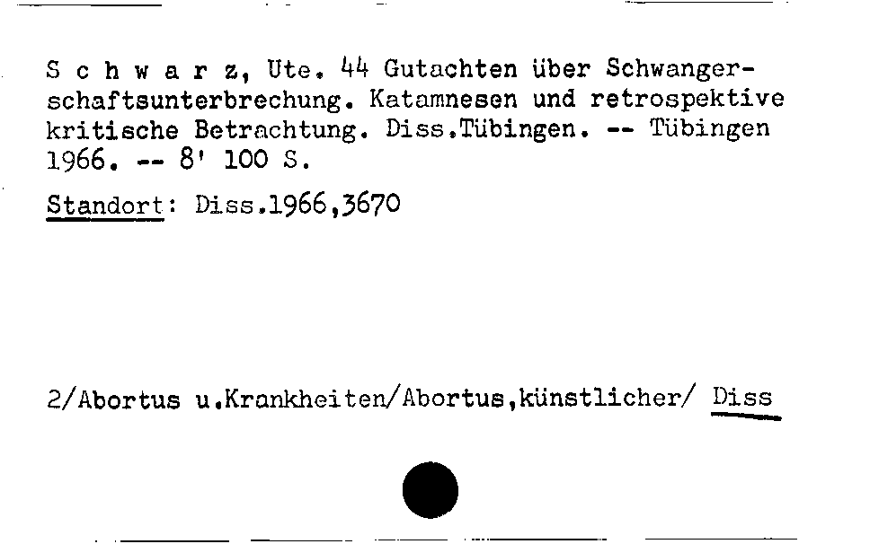 [Katalogkarte Dissertationenkatalog bis 1980]