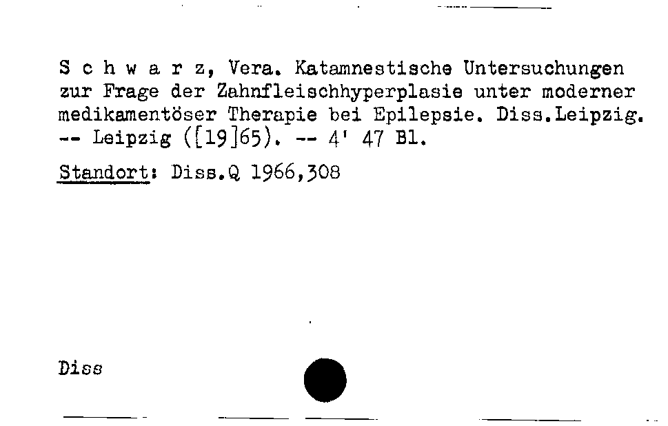 [Katalogkarte Dissertationenkatalog bis 1980]