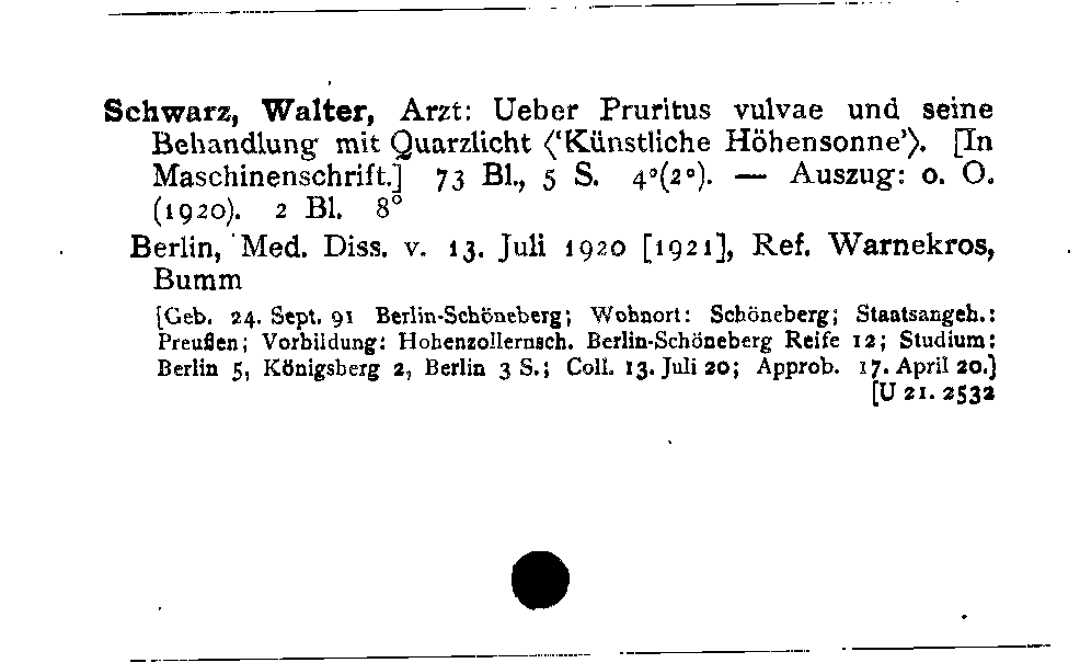 [Katalogkarte Dissertationenkatalog bis 1980]