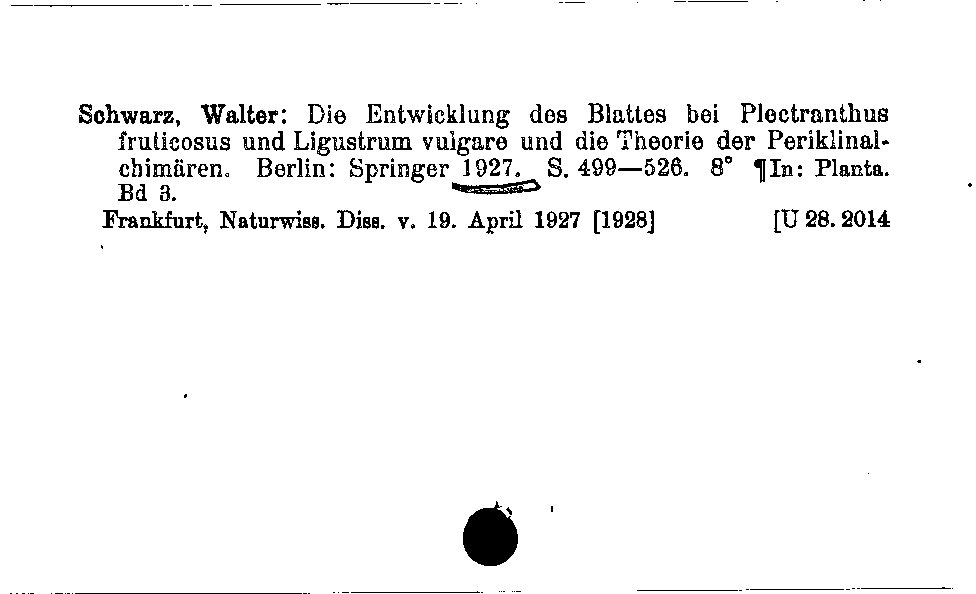 [Katalogkarte Dissertationenkatalog bis 1980]