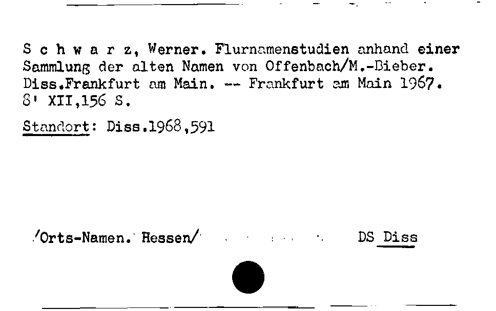 [Katalogkarte Dissertationenkatalog bis 1980]