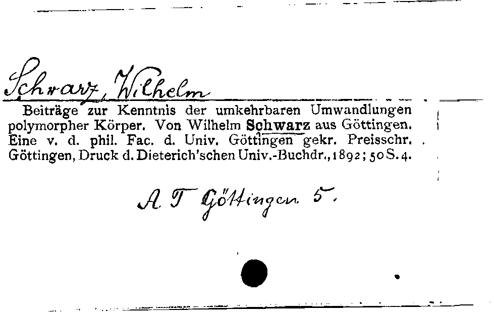 [Katalogkarte Dissertationenkatalog bis 1980]