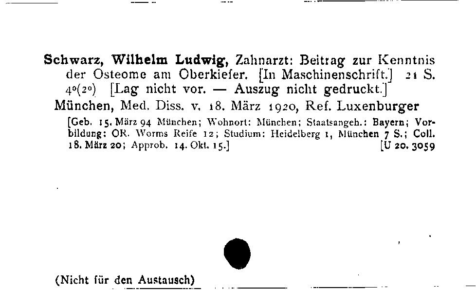 [Katalogkarte Dissertationenkatalog bis 1980]