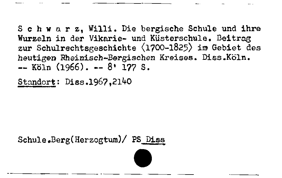 [Katalogkarte Dissertationenkatalog bis 1980]