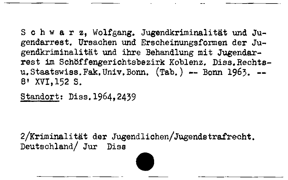 [Katalogkarte Dissertationenkatalog bis 1980]