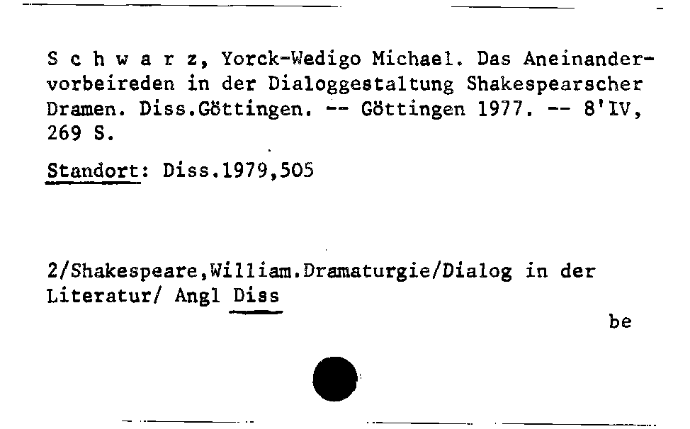 [Katalogkarte Dissertationenkatalog bis 1980]