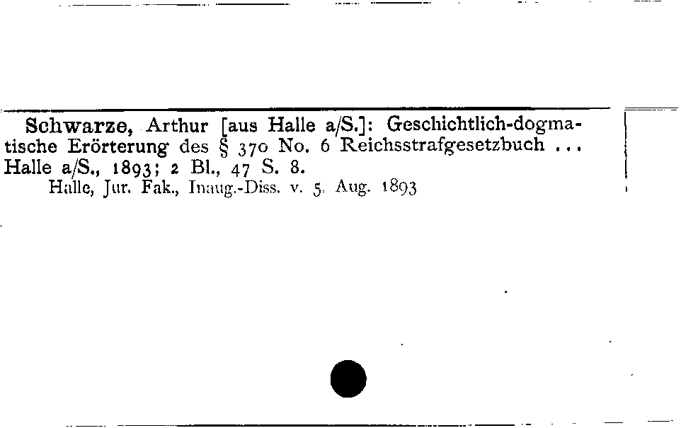 [Katalogkarte Dissertationenkatalog bis 1980]