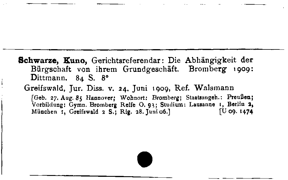 [Katalogkarte Dissertationenkatalog bis 1980]