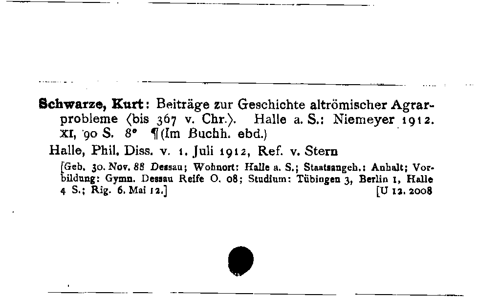 [Katalogkarte Dissertationenkatalog bis 1980]