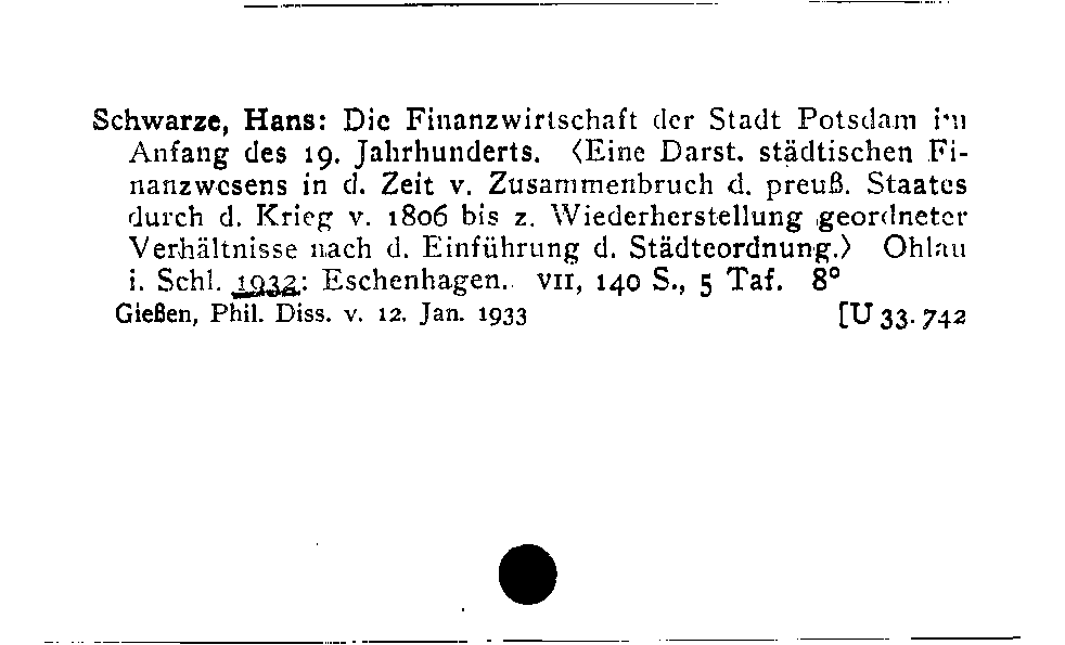 [Katalogkarte Dissertationenkatalog bis 1980]