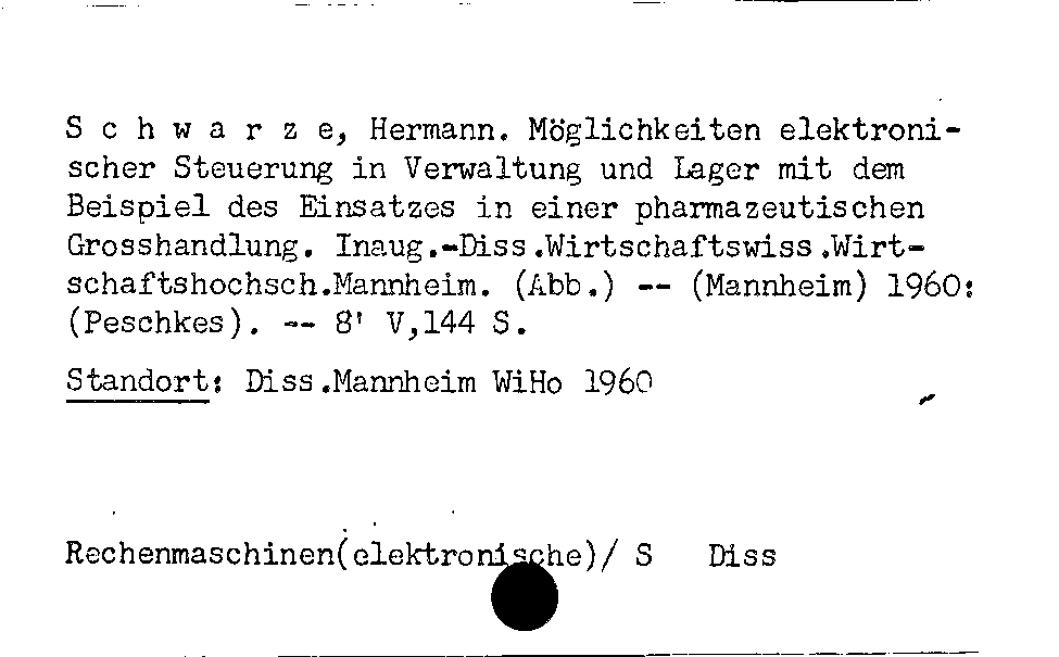 [Katalogkarte Dissertationenkatalog bis 1980]