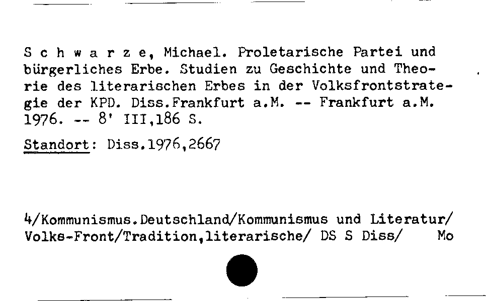 [Katalogkarte Dissertationenkatalog bis 1980]