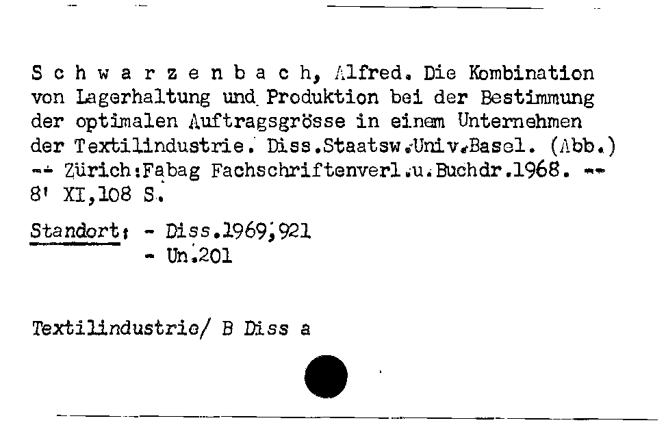 [Katalogkarte Dissertationenkatalog bis 1980]