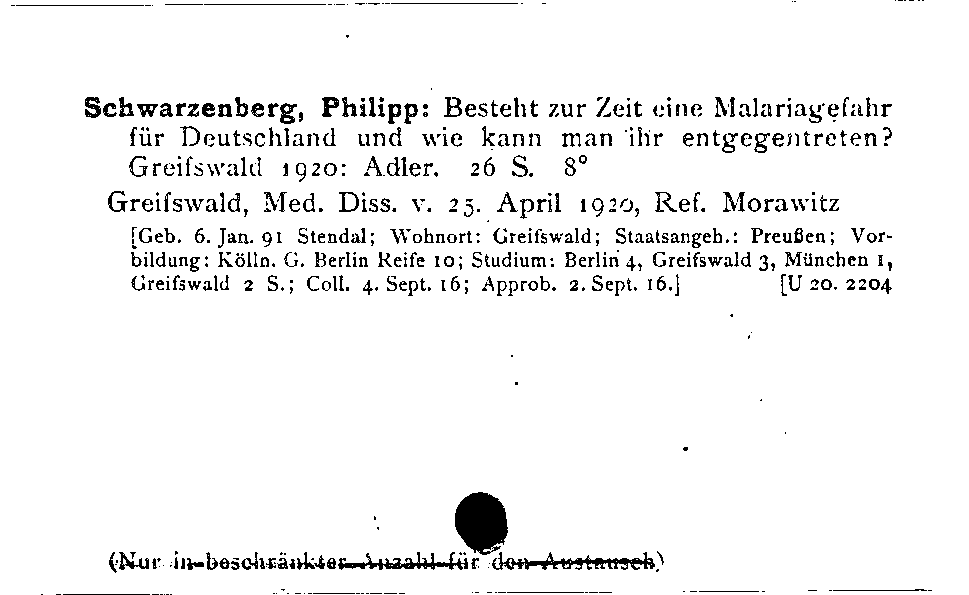 [Katalogkarte Dissertationenkatalog bis 1980]